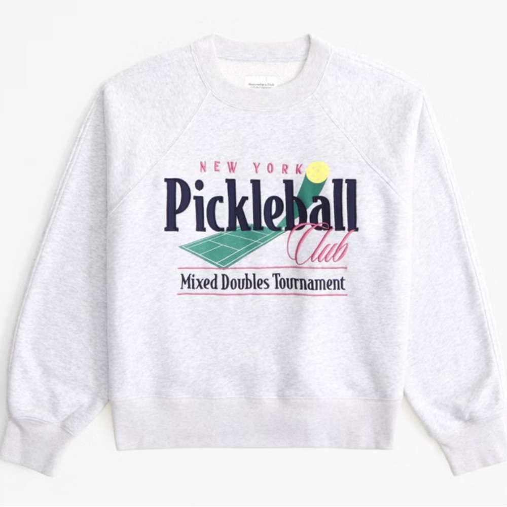 Abercrombie & Fitch Gray Pickleball Crewneck Sweater
